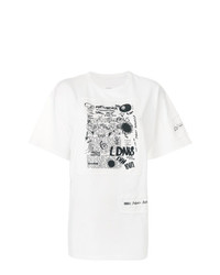 Женская бело-черная футболка с круглым вырезом с принтом от MM6 MAISON MARGIELA