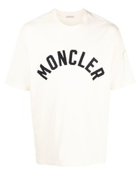 Мужская бело-черная футболка с круглым вырезом с принтом от MONCLE