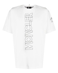 Мужская бело-черная футболка с круглым вырезом с принтом от MONCLER GRENOBLE