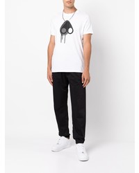 Мужская бело-черная футболка с круглым вырезом с принтом от Moose Knuckles