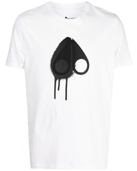 Мужская бело-черная футболка с круглым вырезом с принтом от Moose Knuckles