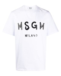 Мужская бело-черная футболка с круглым вырезом с принтом от MSGM