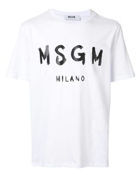 Мужская бело-черная футболка с круглым вырезом с принтом от MSGM