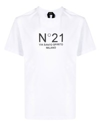 Мужская бело-черная футболка с круглым вырезом с принтом от N°21