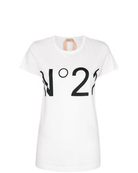 Женская бело-черная футболка с круглым вырезом с принтом от N°21
