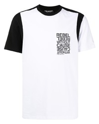 Мужская бело-черная футболка с круглым вырезом с принтом от Neil Barrett