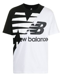 Мужская бело-черная футболка с круглым вырезом с принтом от New Balance