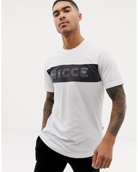 Мужская бело-черная футболка с круглым вырезом с принтом от Nicce London