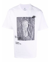 Мужская бело-черная футболка с круглым вырезом с принтом от Nike