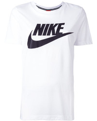 Женская бело-черная футболка с круглым вырезом с принтом от Nike