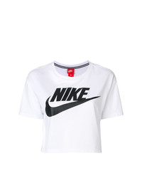 Женская бело-черная футболка с круглым вырезом с принтом от Nike