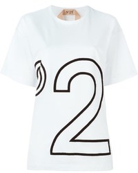 Женская бело-черная футболка с круглым вырезом с принтом от No.21
