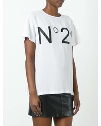 Женская бело-черная футболка с круглым вырезом с принтом от No.21