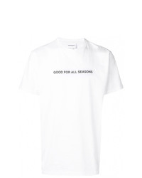 Мужская бело-черная футболка с круглым вырезом с принтом от Norse Projects