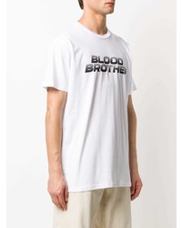 Мужская бело-черная футболка с круглым вырезом с принтом от Blood Brother
