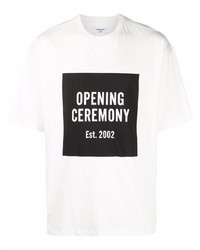 Мужская бело-черная футболка с круглым вырезом с принтом от Opening Ceremony
