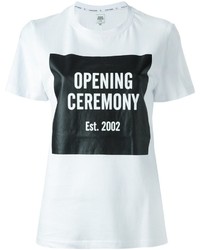 Женская бело-черная футболка с круглым вырезом с принтом от Opening Ceremony