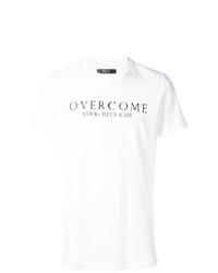 Мужская бело-черная футболка с круглым вырезом с принтом от Overcome