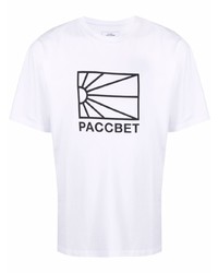 Мужская бело-черная футболка с круглым вырезом с принтом от PACCBET