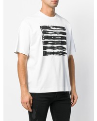 Мужская бело-черная футболка с круглым вырезом с принтом от Diesel Black Gold