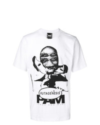 Мужская бело-черная футболка с круглым вырезом с принтом от Pam Perks And Mini