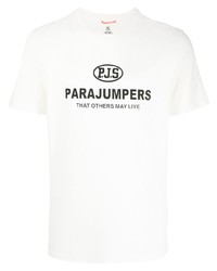 Мужская бело-черная футболка с круглым вырезом с принтом от Parajumpers