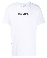 Мужская бело-черная футболка с круглым вырезом с принтом от Paura