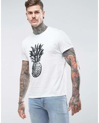 Мужская бело-черная футболка с круглым вырезом с принтом от People Tree