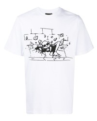 Мужская бело-черная футболка с круглым вырезом с принтом от Perks And Mini