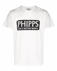 Мужская бело-черная футболка с круглым вырезом с принтом от Phipps