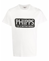 Мужская бело-черная футболка с круглым вырезом с принтом от Phipps