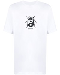 Мужская бело-черная футболка с круглым вырезом с принтом от Pleasures