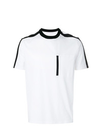 Мужская бело-черная футболка с круглым вырезом с принтом от Prada
