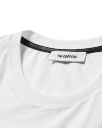 Мужская бело-черная футболка с круглым вырезом с принтом от Tim Coppens