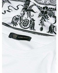 Мужская бело-черная футболка с круглым вырезом с принтом от Versace