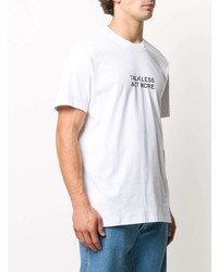 Мужская бело-черная футболка с круглым вырезом с принтом от DUOltd