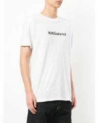 Мужская бело-черная футболка с круглым вырезом с принтом от Wood Wood