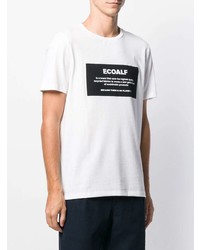Мужская бело-черная футболка с круглым вырезом с принтом от ECOALF