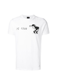 Мужская бело-черная футболка с круглым вырезом с принтом от Ps By Paul Smith