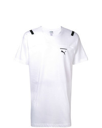 Мужская бело-черная футболка с круглым вырезом с принтом от Puma
