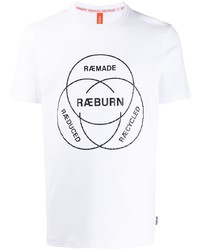Мужская бело-черная футболка с круглым вырезом с принтом от Raeburn