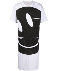 Мужская бело-черная футболка с круглым вырезом с принтом от Raf Simons