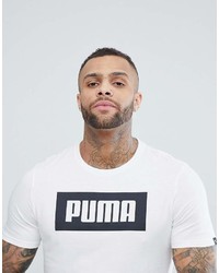 Мужская бело-черная футболка с круглым вырезом с принтом от Puma