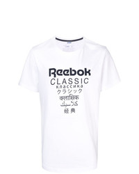 Мужская бело-черная футболка с круглым вырезом с принтом от Reebok