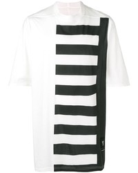 Мужская бело-черная футболка с круглым вырезом с принтом от Rick Owens DRKSHDW