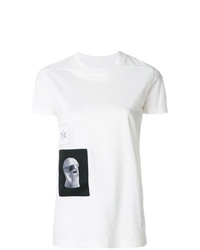 Женская бело-черная футболка с круглым вырезом с принтом от Rick Owens DRKSHDW