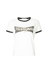 Женская бело-черная футболка с круглым вырезом с принтом от Roarguns