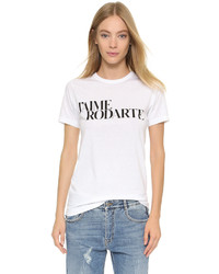 Женская бело-черная футболка с круглым вырезом с принтом от Rodarte