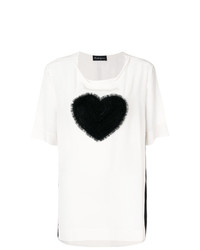 Женская бело-черная футболка с круглым вырезом с принтом от Rossella Jardini