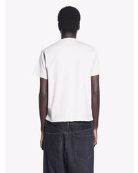 Мужская бело-черная футболка с круглым вырезом с принтом от Balenciaga